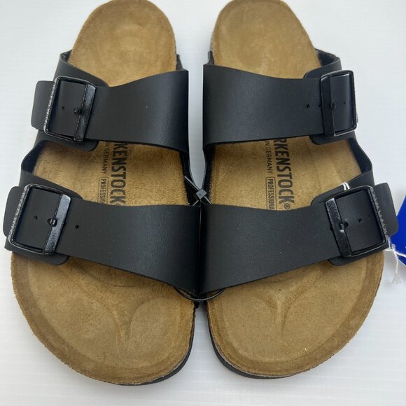Sz 41 / W10 M8- NWT Birkenstock Arizona PROF Regular Fit Birko-Flor Sandal Black - Picture 6 of 15